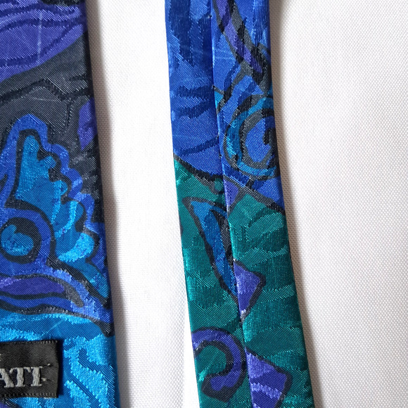 Vintage Buscati Men's Tie Blue Green Palace Silk Abstract Classic Style - Picture 6 of 8